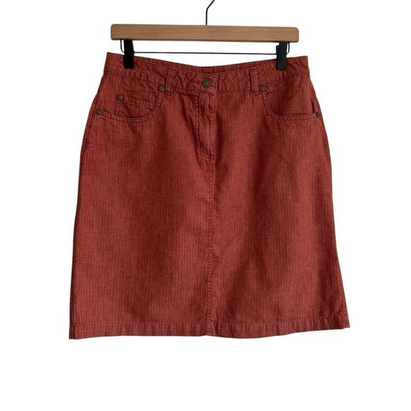 Woolrich Skirt Women's 10 Copper Stretch Pockets Mid Thigh Herringbone Pattern - Picture 1 of 10